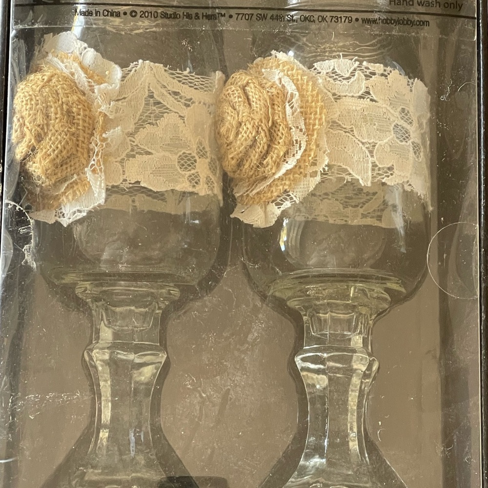 His and hers wedding toasting glasses